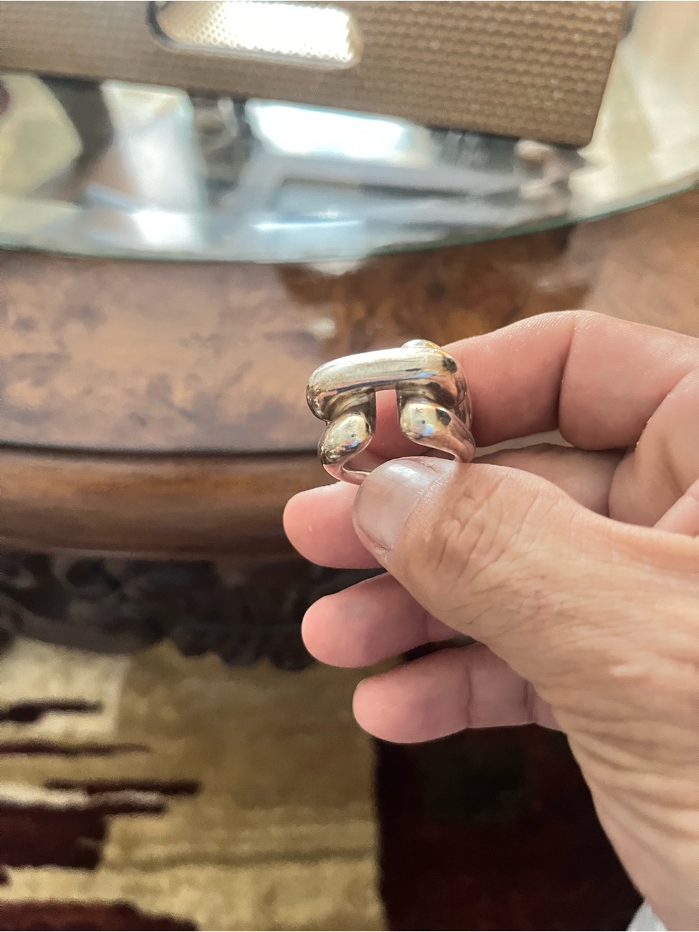 Sterling Silver Sculptural Dome Ring - Silver made in Italy size 8.5